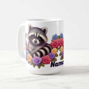 Wasbeer omringd door levendige kleurrijke Rozen Koffiemok