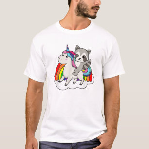 Wasbeer Op Eenhoorn Regenboog Dieren Zoete Eenhoor T-shirt