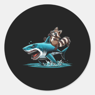 Wasbeer op haaikostuum Zee dierliefhebber Kinderen Ronde Sticker