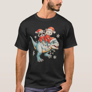 Wasbeer Opossum Ridder T Rex Kerstman Hoed Kerstmi T-shirt