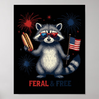 Wasbeer Verwilderd Maar Vrij 4e Juli Patriottische Poster