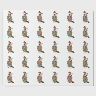 Wasbeer vrolijk kerstlichtjes Kerstman hoed Xmas s Cadeaupapier