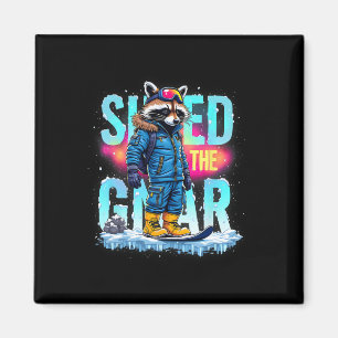 Wasbeer Winter Sport Mannen Ski Shred de Gnar Snow Magneet