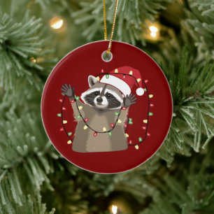 Wasbeerliefhebber Kerstverlichting Dier Kerstman H Keramisch Ornament