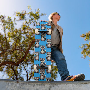 Wasbeerpatroon blauw ontwerp skateboard
