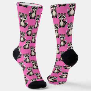 Wasbeerpatroon Roze ontwerp Sokken