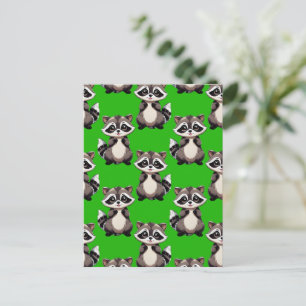 Wasbeerpatroonontwerp groen  briefkaart