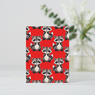 Wasbeerpatroonontwerp Rood Briefkaart