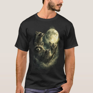 Wasberen bij vollemaan Nacht | Grappige Wasbeer T-shirt