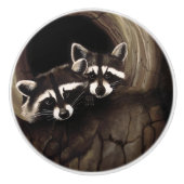 Wasberen Bruine Schattigee Boom Keramische Knop (Voorkant)