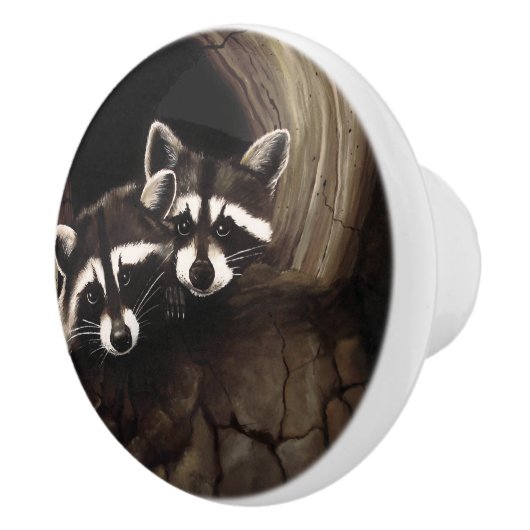 Wasberen Bruine Schattigee Boom Keramische Knop (Rechts)