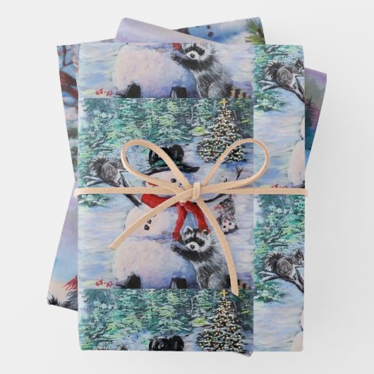 Wasberen en dieren in het wild inpakpapier vel (In situ)