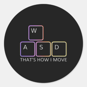 Wasd Gaming Design - Iconisch toetsenbord voor pc- Ronde Sticker
