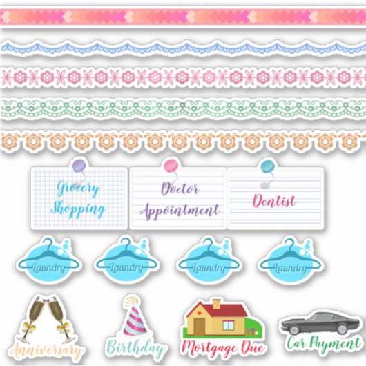 Wasgoed, wasgoed en meer decoratieve planner sticker (Voorkant)