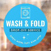 Wash and Fold Service Laundry Dry Cleaners Blue Raamsticker (Vel 2)