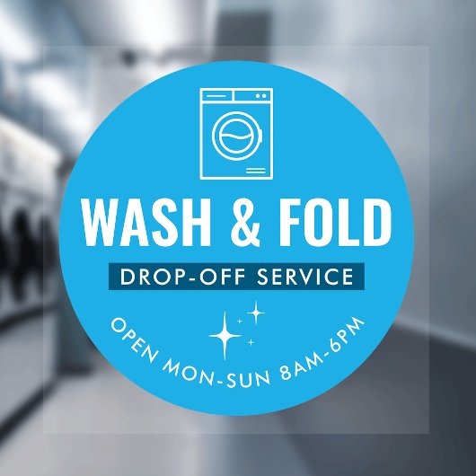 Wash and Fold Service Laundry Dry Cleaners Blue Raamsticker