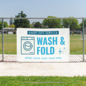 Wash & Fold Service Laundry Dry Cleaner Blue White Spandoek (Insitu)