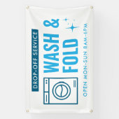 Wash & Fold Service Laundry Dry Cleaner Blue White Spandoek (Verticaal)