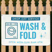 Wash & Fold Service Laundry Dry Cleaner Blue White Spandoek