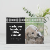Wash Hands 2020 Funny Humor Sweater Cute Dog Foto Feestdagenkaart (Staand voorkant)