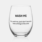 WASH ME Funny Custom Text Dirty Wijnglas Zonder Voet (Voorkant)