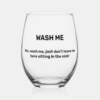WASH ME Funny Custom Text Dirty Wijnglas Zonder Voet