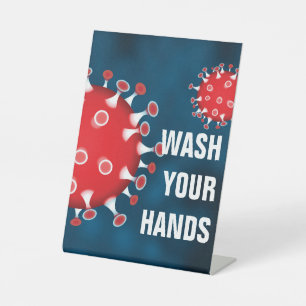 Wash Your Hands Reclamebord Met Voetstuk