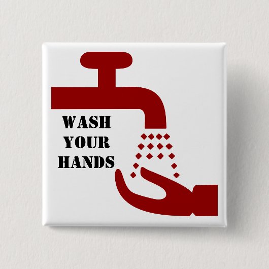Wash Your Hands Vierkante Button 5,1 Cm (Voorkant)