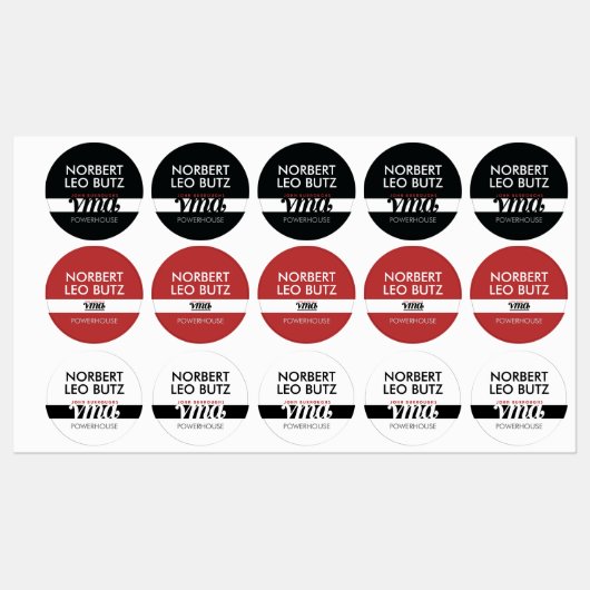 Washable Waterproof Sticker Label Black Red White (Feuille)