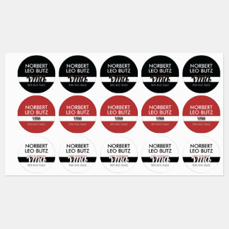 Washable Waterproof Sticker Label Black Red White