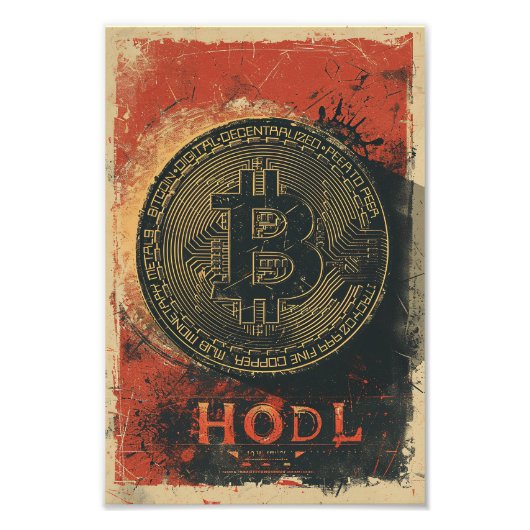 Washed Bitcoin hodl crypto blockchain Foto Afdruk (Voorkant)