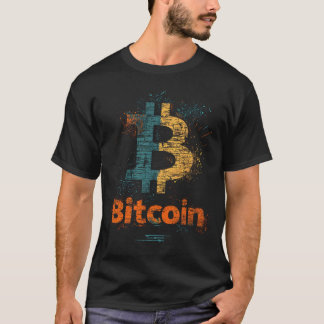 Washed Bitcoin Logo Crypto Blockchain Design T-shirt