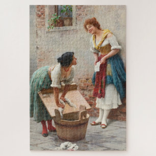 Washer Vrouwen Delen Gelukkig Nieuws Legpuzzel