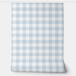 Washing Powder Soft Blue Gingham Check Behang