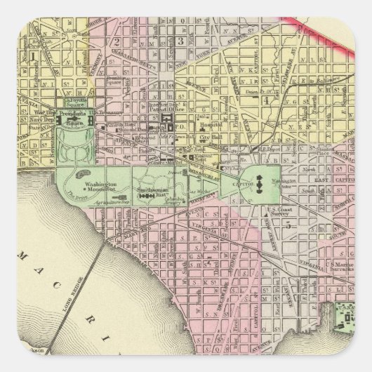 Washington 3 vierkante sticker (Voorkant)