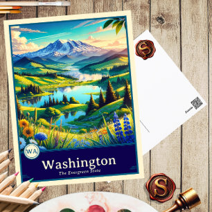 Washington   Anime Style Cel Shaded Briefkaart