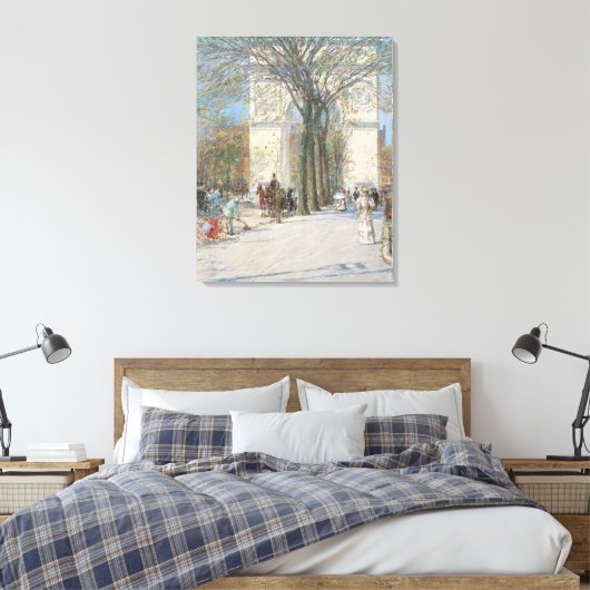 Washington Arch, lente van Frederick Childe Hassam Canvas Afdruk (Insitu (Slaapkamer))