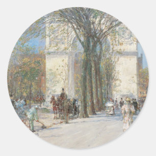 Washington Arch, Spring door Frederick Childe Hass Ronde Sticker