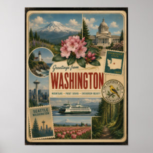 Washington Authentieke Vintage Stijl Poster