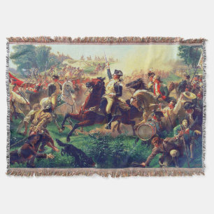 Washington belt de troepen in Monmouth Deken