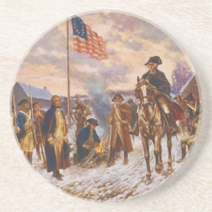 Washington bij Valley Forge door Edward P. Moran Zandsteen Onderzetter