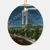 Washington Bridge en Hudson River Keramisch Ornament (Links)