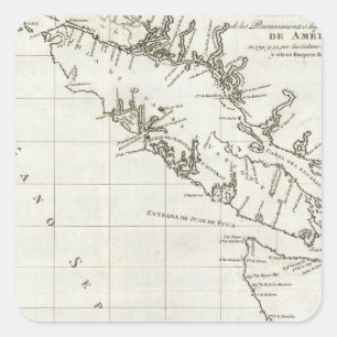 Washington, British Columbia, kaart van Vancouver Vierkante Sticker