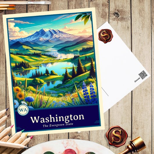 Washington | Carte postale ombragée style Anime