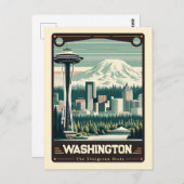 Washington | Carte postale Vintage Patriotic Spiri (Devant / Derrière)