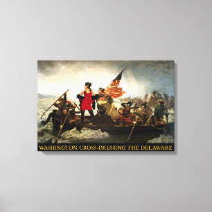 Washington Cross-Dressing the Delaware Canvas Afdruk