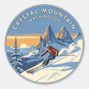 Washington Crystal Mountain Skier Ronde Sticker