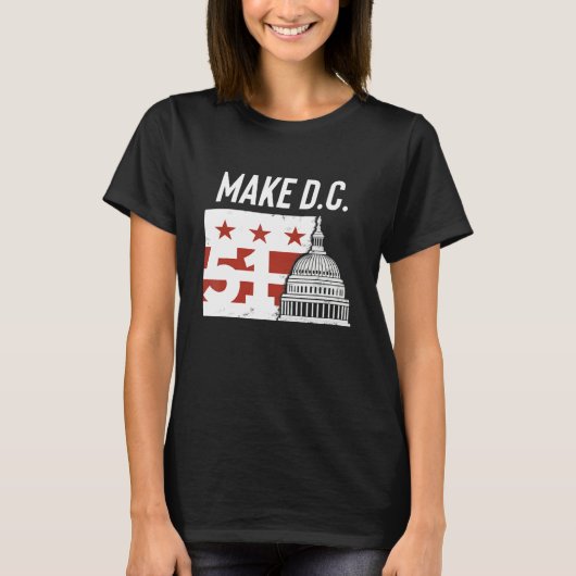 Washington D C  51st State  Cool DC Statehood T-shirt (Voorkant)