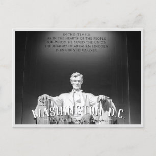 Washington, D.C. - Abraham Lincoln Standbeeld Ansi Uitnodiging Briefkaart