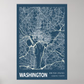 Washington D.C. Blueprint City Map Poster Vintage (Devant)